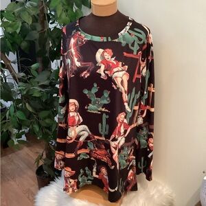 Unbranded long sleeve hi Lo hem western style blouse Woman’s size XXL